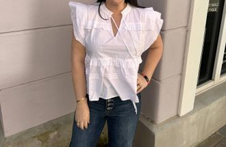 Pinch Design Matilda Ruffle Woven Top In White