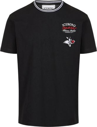 Iceberg Regular Fit Katoenen Jersey T-shirt - Heren - T-shirts - Zwart - S - Katoen - Tops