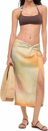 Staud Porto Linen Skirt In Pastel Clouds