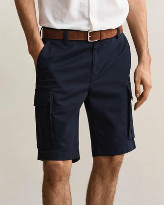 GANT Mens Regular Fit Cargo Shorts in Navy Cotton - Size 36 (Waist)