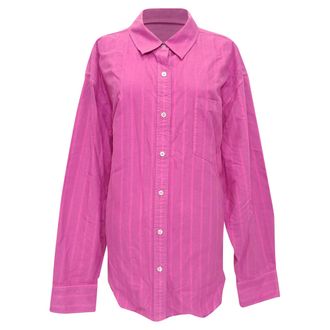 Alexander Wang Frayed-Edge Boyfriend Shirt in Pink Cotton