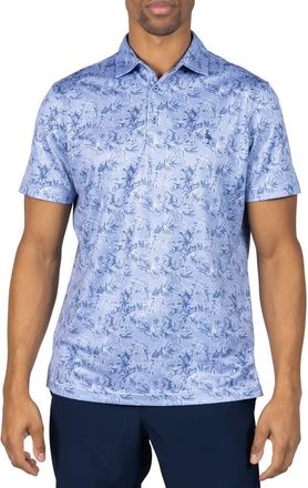 Tailorbyrd Tropical Print Performance Mesh Polo in Light Blue at Nordstrom Rack, Size Xxx-Large