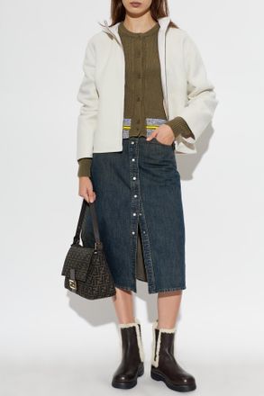 Fendi Denim Skirt, Womens, Navy Blue