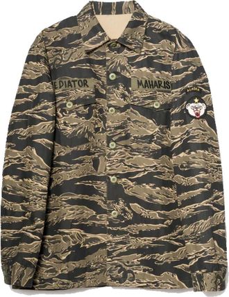 maharishi Bonsai Tigerstripe Utility Shirt - Heren - Casual Overhemden - Groen - S - Katoen - Overhemden