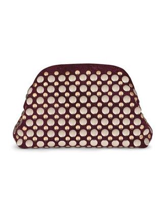 Raf&eacute; New York Aya Studded Frame Clutch in Burgundy at Nordstrom, Size Small
