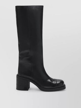 Miu Miu knee length boots block heel round toe