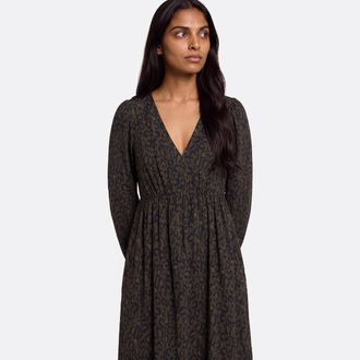 La Redoute Collections Lange jurk met luipaardprint en lange mouwen