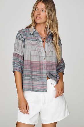 Pilcro Evelyn 100% Cotton Puff-Sleeve Blouse
