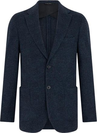 Brooks Brothers Jersey Check Blazer - Heren - Blazers - Blauw - 5XL - Wol - Jassen