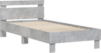 vidaXL Estructura De Cama Cabecero Luces Led Gris Hormig&oacute;n 90x190 Cm Vidaxl