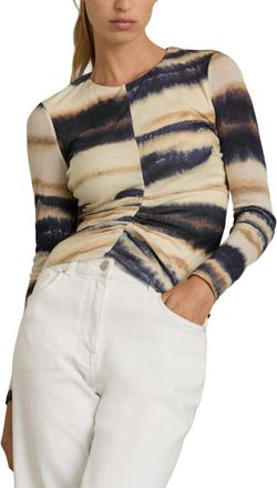 Reiss Gia Printed Jersey Wool-Blend Top