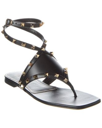 Valentino Rockstud Leather Thong Sandal