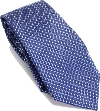 Michael Kors Mens Dark Blue Micro Weave Check Silk Neck Tie Blue Size Regular