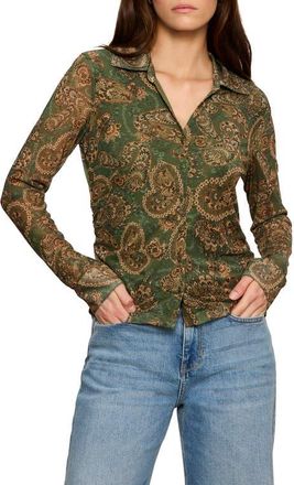 Sanctuary Juno Front Button Top in Deco Green at Nordstrom, Size X-Large