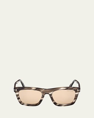 Tom Ford Mens Lelio Acetate Square Sunglasses