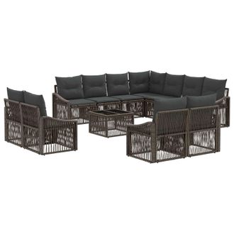 vidaXL Conjunto De Sof&aacute;s De Jard&iacute;n 12 Pcs Gris Rat&aacute;n Sint&eacute;tico Vidaxl