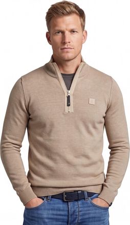 Butcher of Blue trui beige opstaande rits wol halfzip