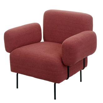 Hhg Hhg - Nunca Usado] Sill&oacute;n De Sal&oacute;n 741, Sill&oacute;n De C&oacute;ctel Sill&oacute;n Tapizado, Tela Boucl&eacute;/metal Textil, Rosa Antiguo