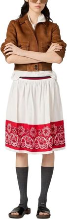 Miu Miu White Printed Knee Length Skirt