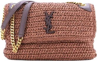Saint Laurent Niki Chain Flap Bag Raffia Medium shoulder bag - Bruin