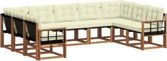 vidaXL Conjunto De Sof&aacute;s De Exterior 9 Uds. Natural Y Crema Vidaxl