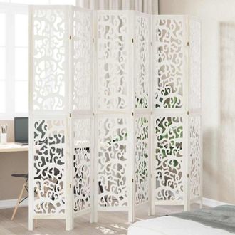 vidaXL Divisorio Ambienti 6Pannelli Bianco Legno Massello di Paulownia - Vidaxl