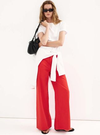 Mango Jeans wide leg vita bassa rosso - Donna - 36 - MANGO