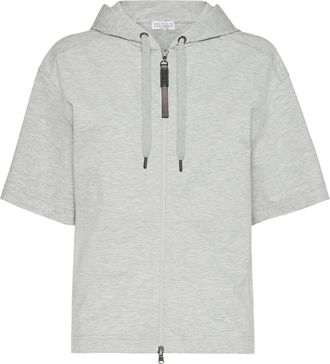 Brunello Cucinelli cardigan hoodie - women - Elastane/Cotton/Nylon - S - Grey