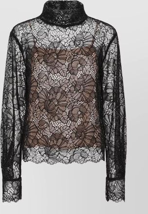 Rotate lace high-neck long-sleeve blouse
