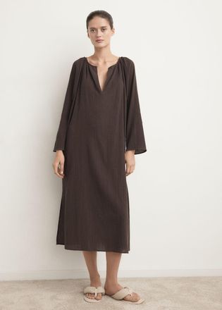 Mango Camicia da notte garza bambula cioccolato - Donna - S - MANGO