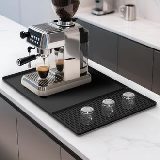 OEM Tapete De Silicona Para Caf&eacute; Con Bordes Elevados, 60 X 16 Pulgadas, F&aacute;cil De Limpiar, Ideal Para Colocar Debajo De La Cafetera (negro, 60 X 40 Cm)
