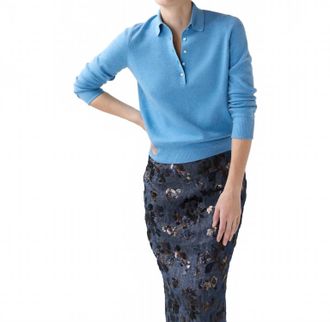 Ann Mashburn Connor Sweater In Cameo Blue Cotton/silk