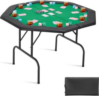 OEM Mesa De P&oacute;ker Plegable, Mesa De Casino Plegable Para Ocho Jugadores Con Rieles Acolchados Y Portavasos, Con Patas De Fieltro Y Metal, Para Texas Holde