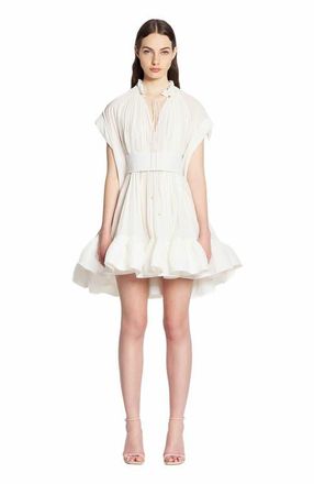 Lanvin Short Charmeuse Dress in Off White at Nordstrom, Size 42 Eu
