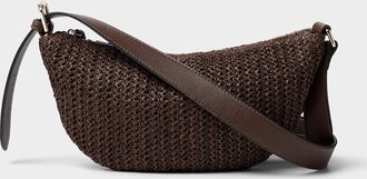 Simons Womens Braided straw rounded crossbody bag