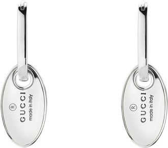 Gucci Trademark Oorbellen met Ovale Tag - Dames - Oorbellen - Grijs - ONE Size - Accessoires