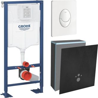 GROHE Juego De Marco De Soporte Grohe Solido Con Cubierta Wedi I-board, Blanco, Con Cubierta De Carbono Negro