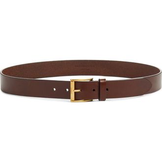 Saint Laurent Logo Buckle Leather Belt in Burnt Chocolate at Nordstrom, Size 100