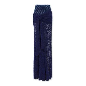 Paco Rabanne Gonna Maxi in Pizzo Trompe-loeil - - Skirts - Donna - Blu - S