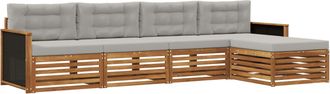 vidaXL Conjunto De Sof&aacute;s De Exterior 5 Uds. Natural Y Gris Claro Vidaxl
