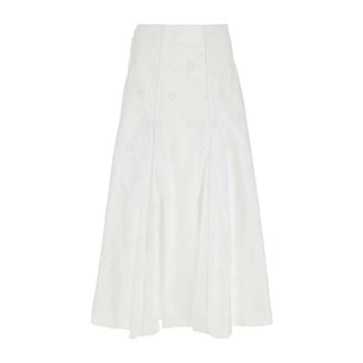 Chlo&eacute; Midi Skirts, female, White, Size: XS Broderie-Anglaise Poplin Skirt