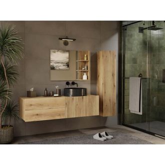 Topeshop Tigo - Mobile Sottolavabo Rovere Con Frontale Scanalato 2 Cassetti - 140&times;37,5&times;53 Cm