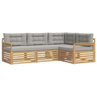 vidaXL Conjunto De Sof&aacute;s De Exterior 5 Pcs Blanco Y Gris Claro Vidaxl