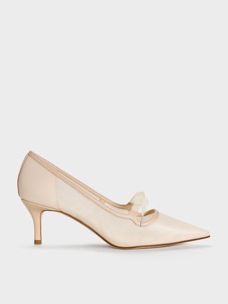 Charles & Keith Venetia Mesh Bow Pointed Pumps