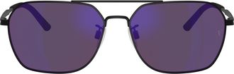 Oliver Peoples 0ov1377s Rectangular Steel Frame Sunglasses with Double Bridge Design