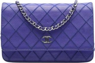 Chanel Pre-owned Wallet on Chain - Dames - Vintage Mini Tas - Paars - ONE Size - Leer - Vintage
