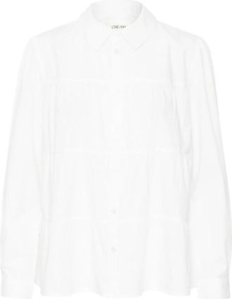 Cream Witte blouse met ruches - Dames - Overhemden - Wit - M - Overhemden