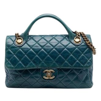 Chanel Pre-owned Vintage Quilted Satchel - Dames - Pre-owned - Blauw - Maat: ONE Size Leer