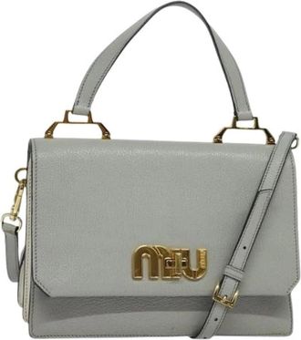 Miu Miu Pre-owned Leren Handtas - Dames - Vintage Handtas - Grijs - ONE Size - Leer - Vintage
