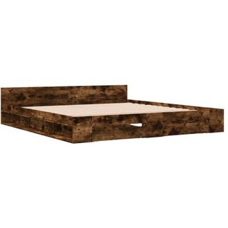 vidaXL Giroletto con Cassetti Rovere Fumo 200x200 cm Legno Multistrato vidaXL